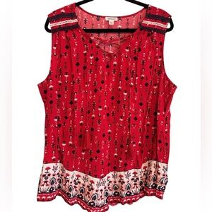 Westport Red, White, and Navy Sleeveless Blouse Size 2X